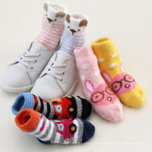 wholesale  Children's socks autumn and winter 100% cotton coral thick  fleece feet non-slip floor socks baby socks